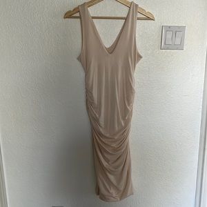 Oh Polly Sleeveless Ruched Midi Dress.